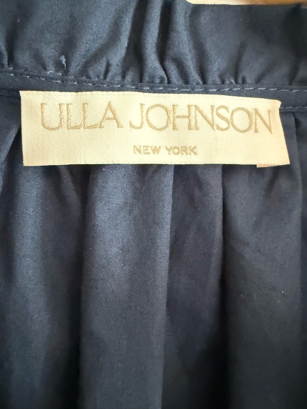 Ulla Johnson Navy Dress with Puff Sleeves - Picture 2 of 4